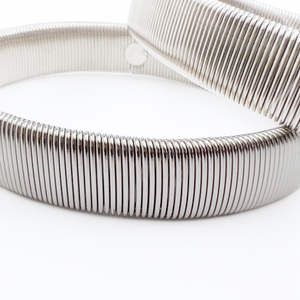 lot 51 image: Pair of Stainless Steel Stretch Bracelets.