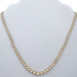 lot 96 image: Graduated Size, Simulated Pearl, Gold Plated Sterling Silver Bead Necklace.