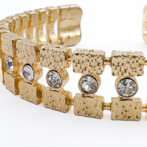 lot 108 image: Rhinestone, Yellow Base Metal Cuff Bracelet. 14mm Wide