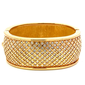 lot 109 image: Swarovski Yellow Base Metal Hinged Bangle. Over 1 Inch Wide