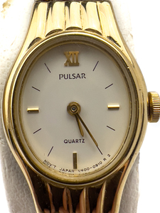 lot 31 image: Pulsar Ladys V400-5300 Yellow Stainless Steel & Base metal Quartz Analog watch. New Battery
