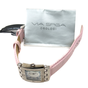 lot 82 image: Via Spiga Ladys New With Tags Pink Strap Stainless Steel & Base metal Quartz Analog watch.