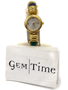 lot 85 image: Gem Time Scarab Set Band & Mother of Pearl Dial Stainless Steel & Base metal Quartz Analog watch.