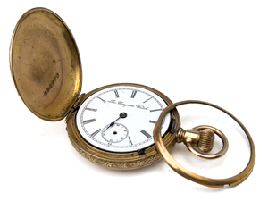 lot 87 image: Congress Watch Double Hunter Case, Gold Filled Mechanical Pocket Watch. Seems to start running.