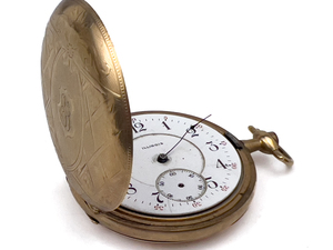 lot 88 image: Illinois, Double Hunter Case Gold Filled Mechanical Pocket Watch. Unable to wind - No crown