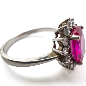 lot 110 image: Stauer Sterling Silver Ring, Set With Synthetic Ruby . Size 7.25 - 7.5.