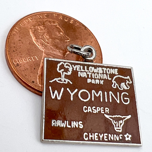 lot 136 image: Wyoming state George H Fuller Sterling Silver Enamel Charm.