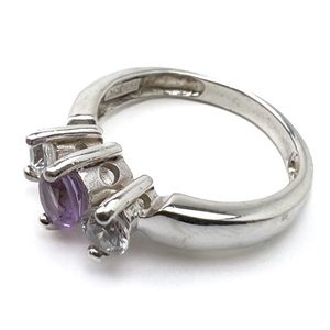 lot 111 image: Amsterdam Diamond (ADI) Sterling Silver Ring, Set with Purplish-Pink Stone with and CZ