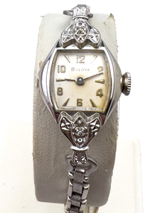 lot 145 image: Ladys Bulova M4, White dial, Diamond, white 10k Rolled Gold Plate Mechanical Watch. working