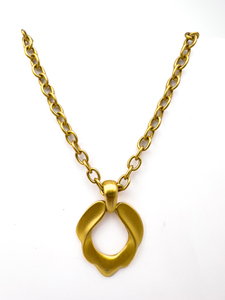 lot 210 image: Express, Soft Matte, Drop Pendant Yellow Base Metal Necklace.