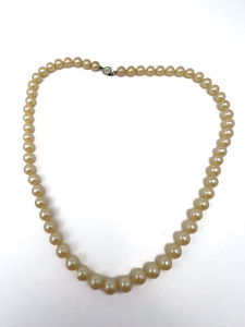 lot 211 image: Grassman-Blake Simulated Pearl White Base Metal Bead Necklace.