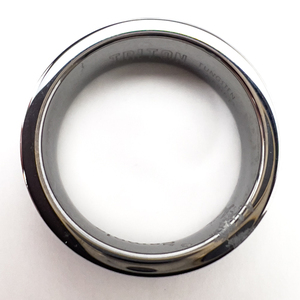 lot 180 image: Wedding Ring Sample Two Black Center Stripes Tungsten Carbide Ring. Size 10 - 10.25.