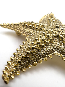 lot 196 image: Textured Starfish, Unknown Maker, Yellow Base Metal Brooch.