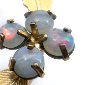 lot 245 image: Krementz, Opal And Garnet Leaf Wreath Yellow Gold Filled Brooch.