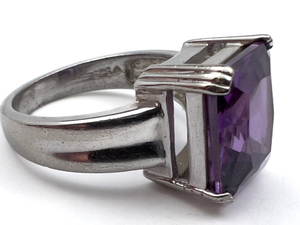 lot 188 image: Unknown manufacturer Amethyst Solitaire Sterling Silver Ring, Set With Amethyst. Size 6.75 - 7.