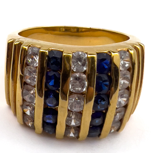lot 189 image: Unknown Maker (LR) Navy Blue And CZ Yellow Sterling Silver Ring. Size 8.75 - 9.