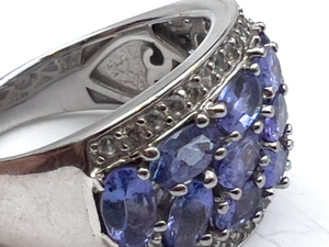 lot 232 image: Stauer Sterling Silver Ring, Set With Tanzanite And White Zircon. Size 8.5 - 8.75.