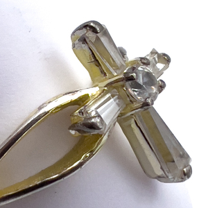 lot 233 image: Unknown Maker, Baguette CZ Cross Ring, Yellow Sterling Silver Ring. Size 8 - 8.25.
