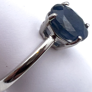 lot 234 image: Jain Guarav Sapphire Solitaire Sterling Silver Ring, Set With Sapphire. Size 7 - 7.25.