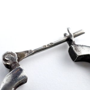 lot 162 image: Unknown Maker, Sterling Silver Hinged Wire Hoop Earrings. Square Profile