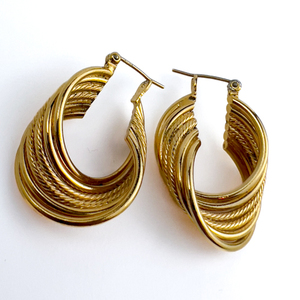lot 163 image: Napier Yellow Plated Metal Hinged Wire Hoop Earrings.