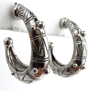 lot 167 image: Napier White Plated Metal Half-Hoop Pierced Earrings.