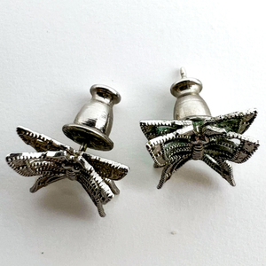 lot 168 image: Monet White Plated Metal Stud Earrings. Filigree Butterflies.