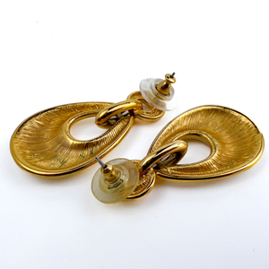 lot 214 image: Monet Yellow Metal Dangle Earrings. Cream Enamel Drops.