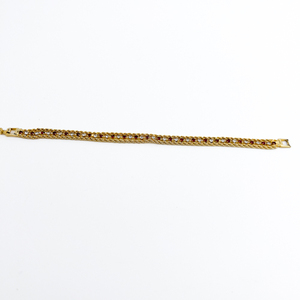 lot 170 image: Rhinestone, Unknown Maker, Yellow Base Metal Bracelet. Red And Clear Rhinestones.