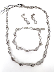 lot 2 image: BRAND NEW Frederic Duclos 3-piece Infinity Link Suite (Necklace, Earring and Bracelet)  Retail $1000