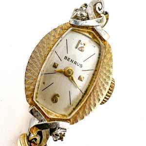 lot 3 image: Ladys Benrus Diamond Accented yellow 14k Mechanical Watch. Not winding