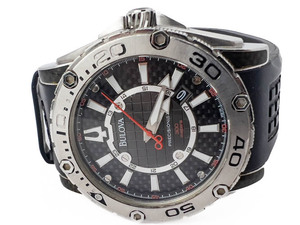 lot 20 image: Mens Bulova C877689 Precisionist Quartz Analog watch. New Battery. One way rotating bezel.
