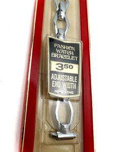lot 37 image: NOS Ladys Brite VINTAGE #B-86 White Stainless Steel Open Link Watch Band