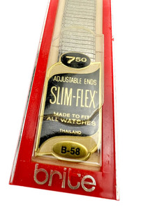 lot 38 image: NOS Mens Brite Slim-Flex, VINTAGE #B-58 White Stainless Steel Stretch Watch Band