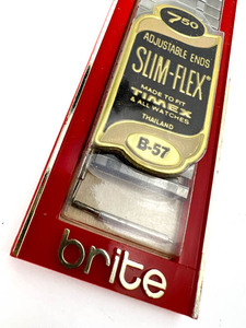 lot 39 image: NOS Mens Brite Slim-Flex, VINTAGE #B-57 White stainless steel Stretch Watch Band.