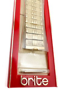 lot 45 image: NOS Mens Brite VINTAGE #B-5 Yellow Stainless Steel Stretch Watch Band .