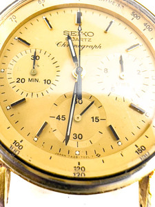 lot 92 image: Mens Seiko Chronograph 7A28-7029 yellow Quartz Analog watch. New Battery