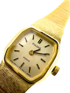 lot 102 image: Ladys Pulsar V232-6660 gold tone dial yellow Quartz Analog watch. New Battery