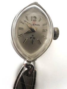 lot 120 image: Ladys Helbros White dial white stainless steel and base metal Mechanical Watch. Working when wound