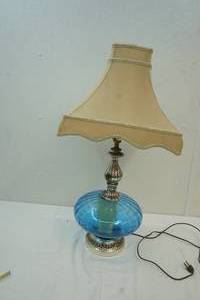 Vintage Blue Glass Lamp
