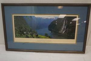 Framed and Matted Panoramic view of Skagefla-geiranger