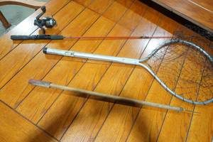 Fishing Rod, Spear, and net