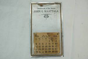 Vintage 1920 Calander John G. Maattala