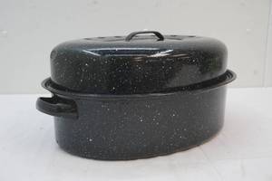 Large Blue Enamel Roaster