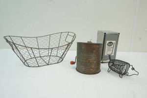 Wire Basket, flour Sifter, letter organizer