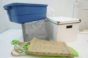 Assorted baskets and storage