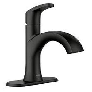 lot 90 image: Moen Karis Single Hole Bathroom Faucet - Matte Black Finish - 84346BL