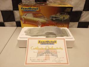 lot 838 image: Exact Detail 1968 Pontiac Firebird 400Ram Air 4 Speed 118th Scale Die Cast Car