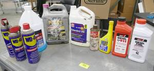 lot 46 image: Group of garage stuff, WD-40, anti-freeze, Diesel 911