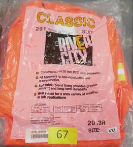 lot 67 image: Two size 2XL 50-52 Blaze Orange Rain Suits